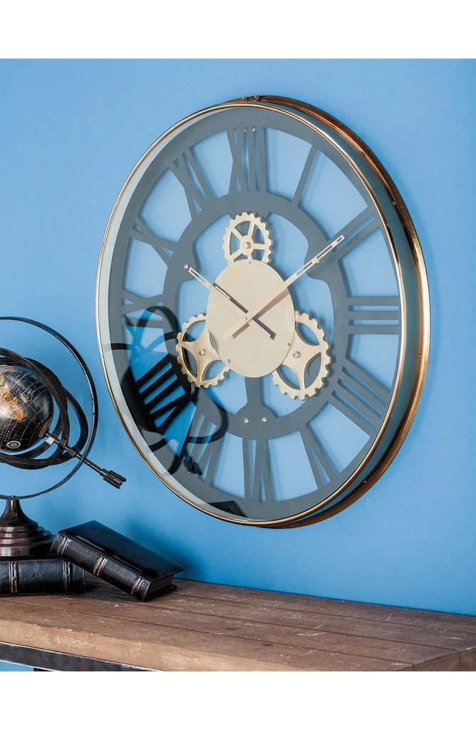 商品WILLOW ROW|Black Stainless Steel Gear Wall Clock,价格¥1665,第4张图片详细描述