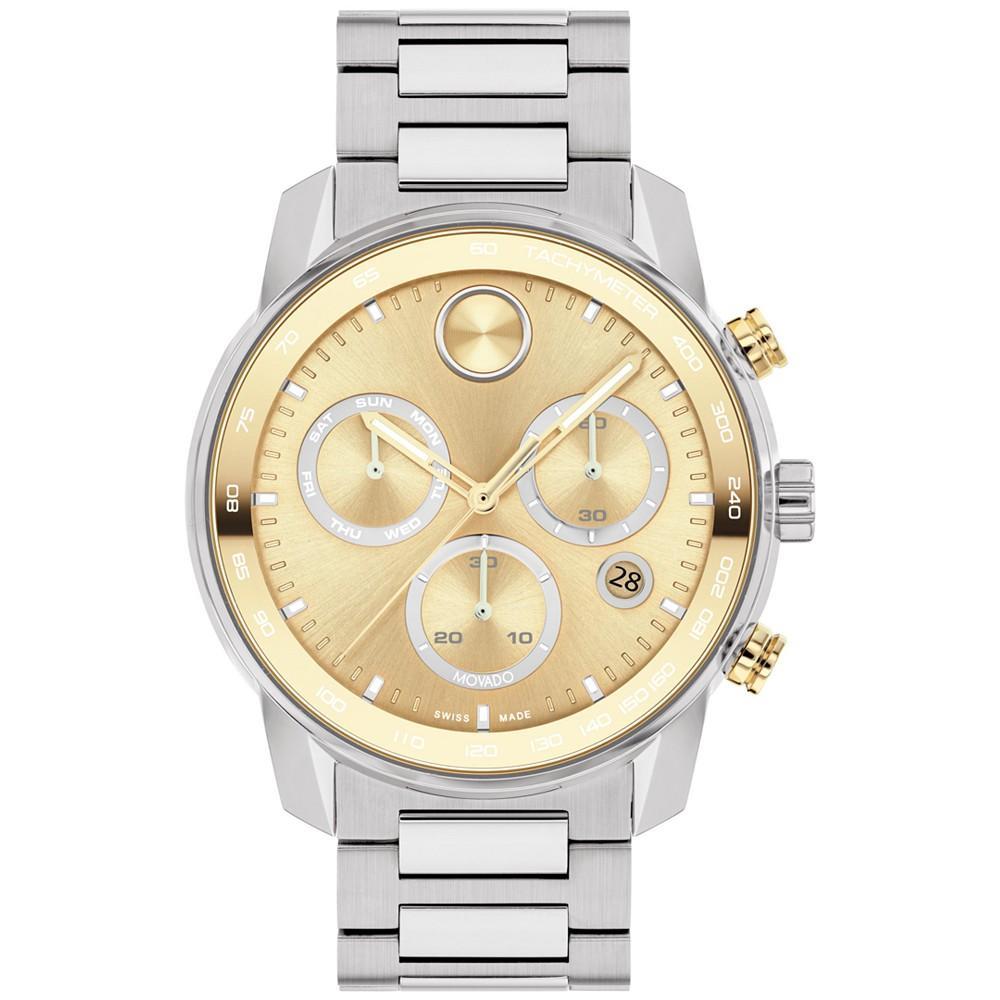 商品Movado|Men's Swiss Chronograph Bold Verso Stainless Steel Bracelet Watch 44mm,价格¥7442,第1张图片