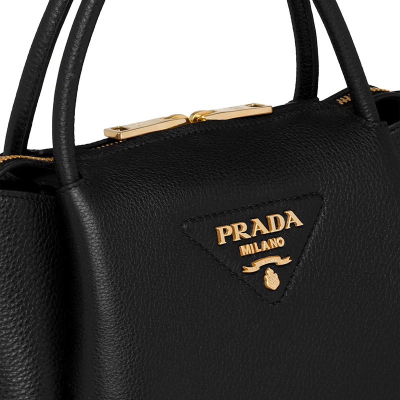 PRADA/普拉达 经典款 女士小号黑色皮革饰有三角徽标金扣配皮革肩带拉链开合单肩斜跨手提包1BC145_2DKV_F0002_V_OOO 商品