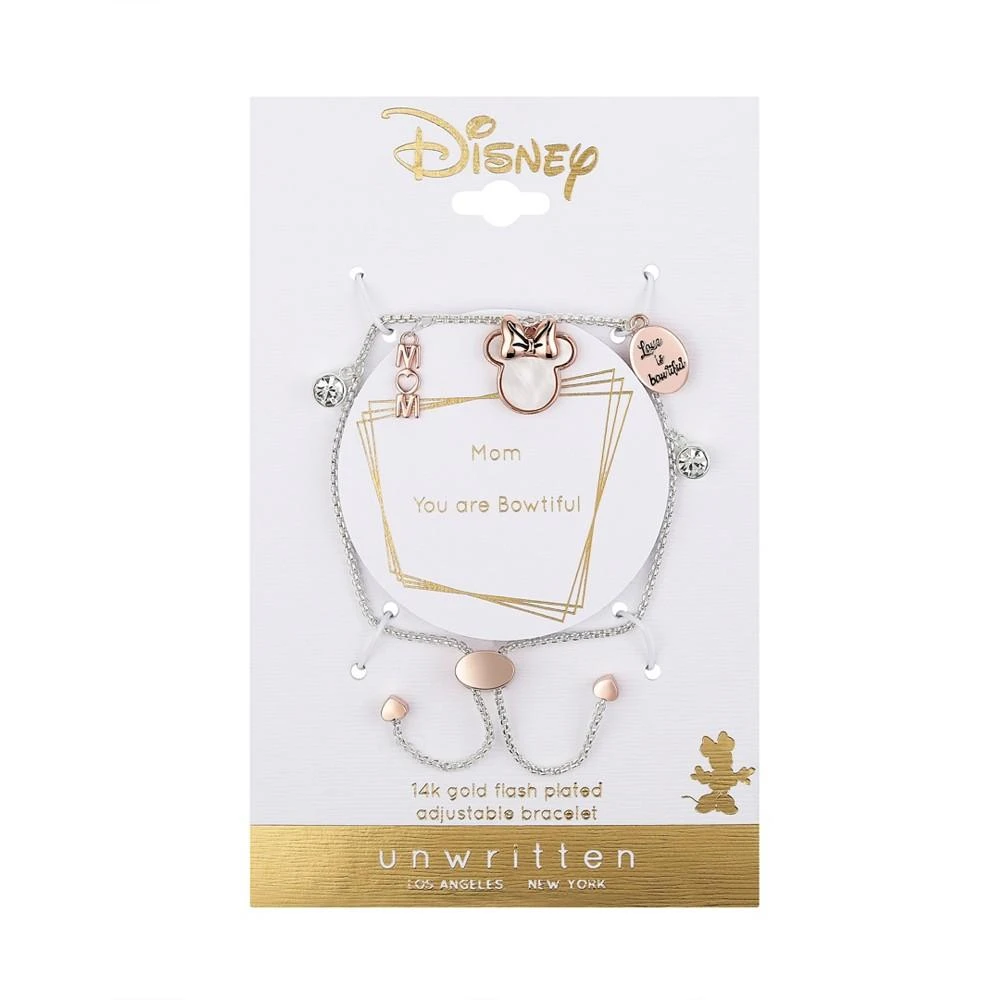 商品Disney|Unwritten Cubic Zirconia Bezel and Mother of Pearl Inlay Minnie Mouse "Mom" Multi Charm Bracelet,价格¥150,第2张图片详细描述