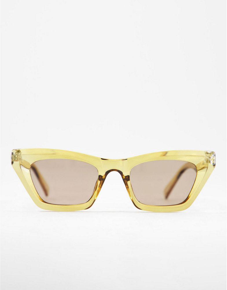 ASOS DESIGN frame crystal brown cat eye sunglasses with tonal lens  - BROWN商品第2张图片规格展示
