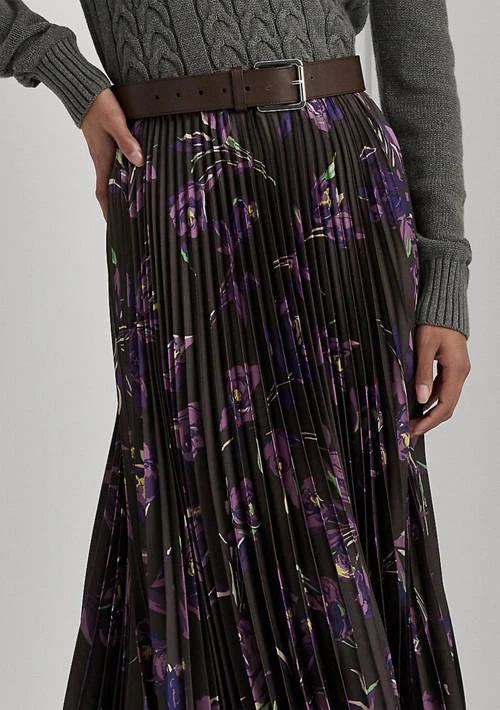 商品Ralph Lauren|Ralph Lauren Floral Pleated Satin Charmeuse Skirt,价格¥1708,第3张图片详细描述