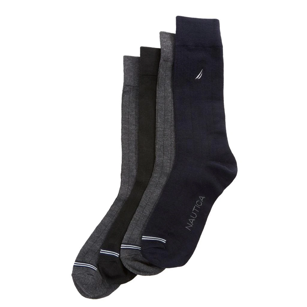 商品Nautica|Nautica Mens Solid Ribbed Dress Socks, 5-Pack,价格¥97,第1张图片