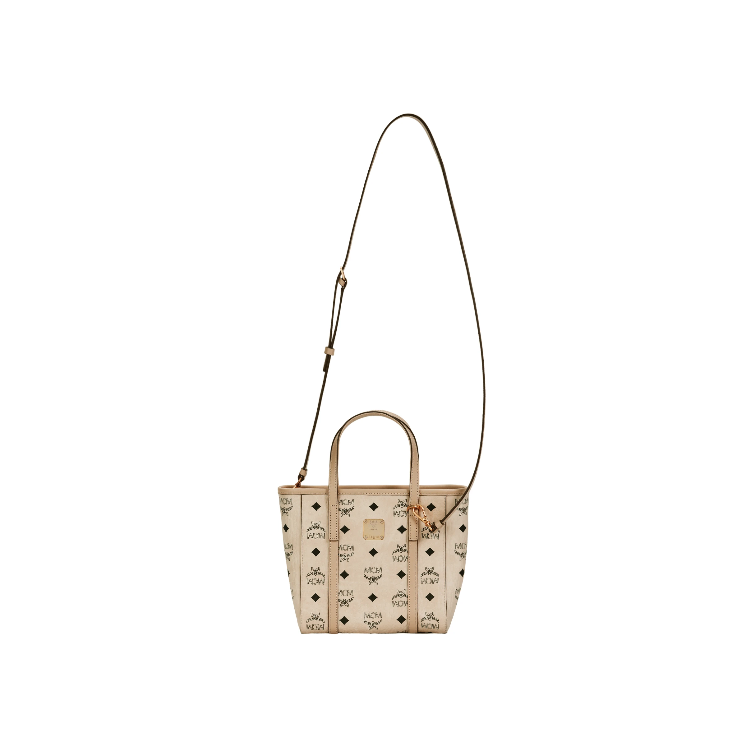 商品[国内直发] MCM|Toni 经典老花满印菜篮子 涂层帆布拼纳帕皮革饰边 托特Tote斜挎购物袋斜挎手提包 常规 男女同款情侣款 米色,价格¥3445,第3张图片详细描述