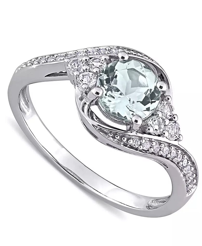 商品Macy's|Aquamarine (3/4 ct. t.w.), White Topaz (1/4 ct. t.w.) & Diamond (1/10 ct. t.w.) Swirl Ring in 10k White Gold,价格¥3762,第1张图片