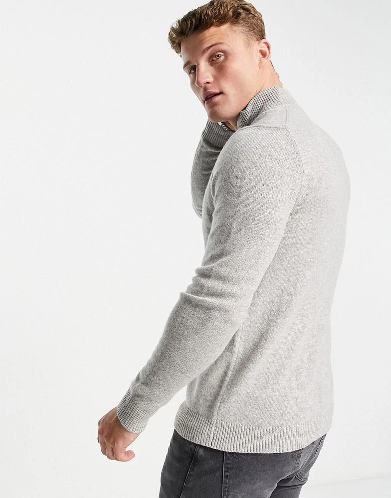 商品ASOS|ASOS DESIGN lambswool half zip jumper in light grey,价格¥247,第2张图片详细描述