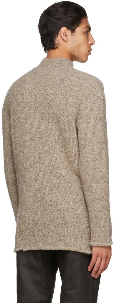 Beige Wool Boucle Funnel Neck Sweater商品第3张图片规格展示