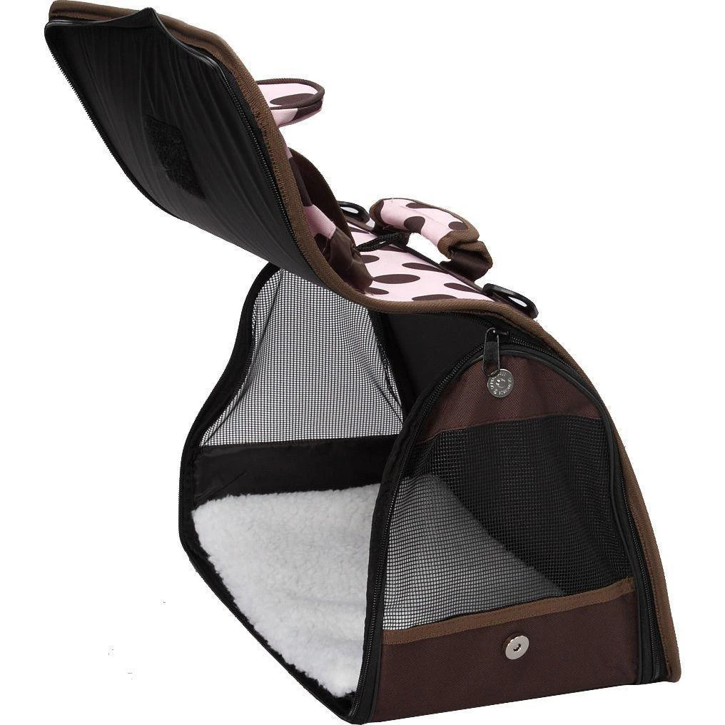 商品Pet Life|Casual Polka-Dotted Airline Approved Folding Zippered Collapsible Travel Pet Dog Carrier w/ Pouch,价格¥405,第3张图片详细描述