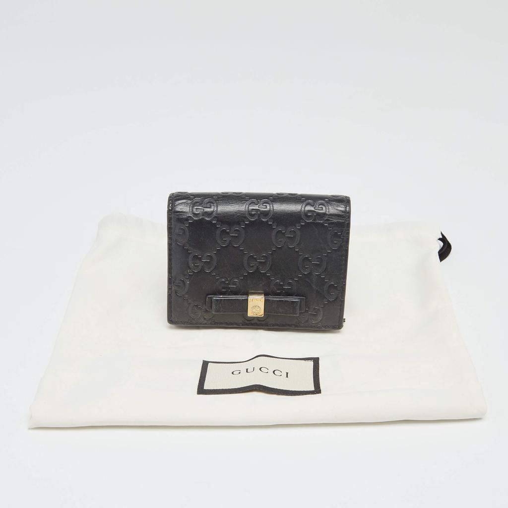 Gucci Black Guccissima Leather Bow Flap Card Case商品第6张图片规格展示