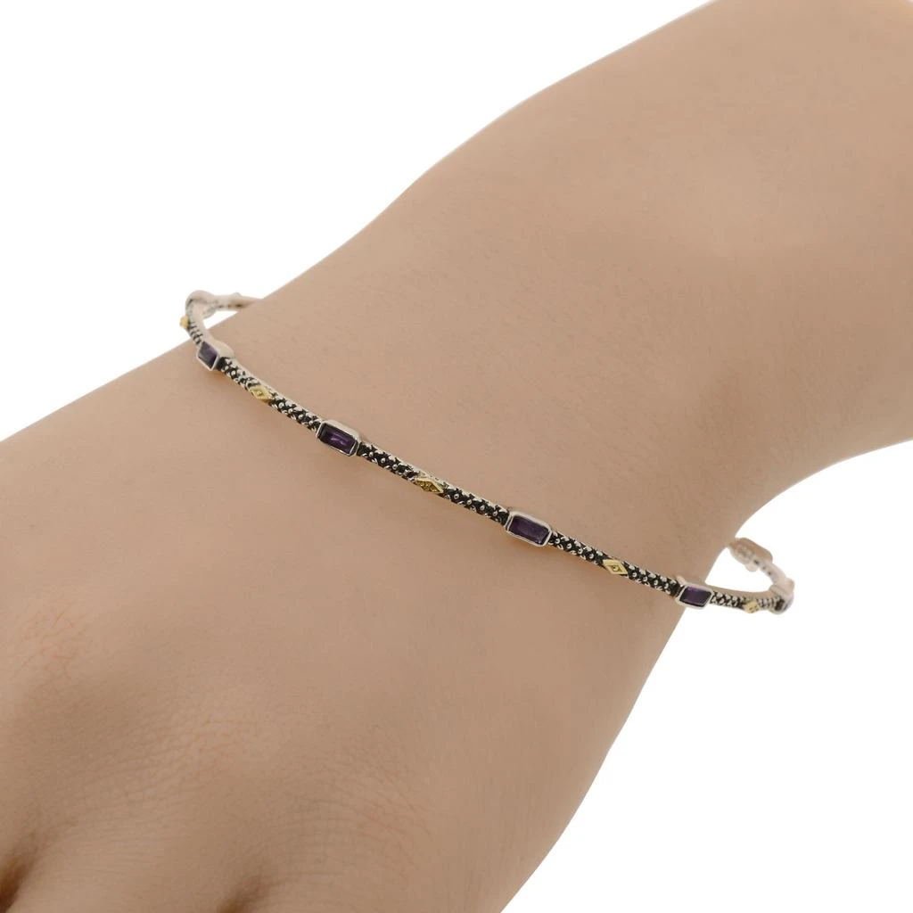 商品Konstantino|Konstantino Nemesis Sterling Silver And 18K Yellow Gold With Amethyst 0.80ct. Tw. Bangle Bracelet BMK4369-101-CUT,价格¥1458,第2张图片详细描述