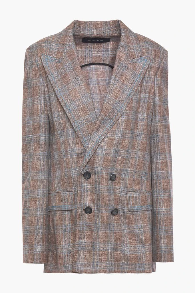 商品ROLAND MOURET|Salvatore double-breasted open-back checked bamboo blazer,价格¥5011,第1张图片