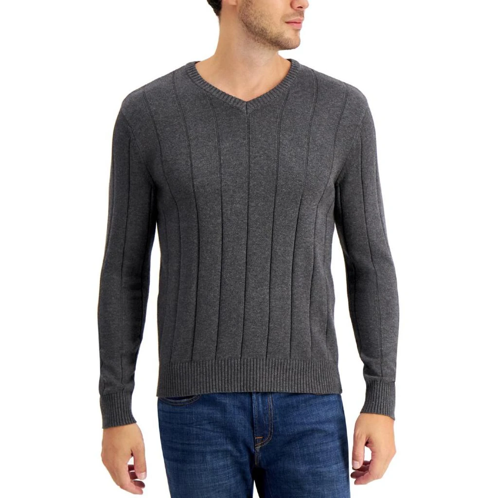 商品Club Room|Club Room Mens V Neck Ribbed Trim Pullover Sweater,价格¥78,第1张图片