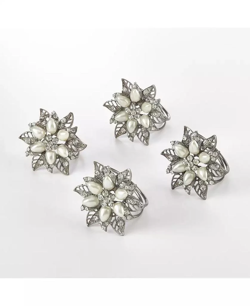 商品Saro Lifestyle|Bejeweled Flower Design Napkin Ring, Set of 4,价格¥155,第4张图片详细描述