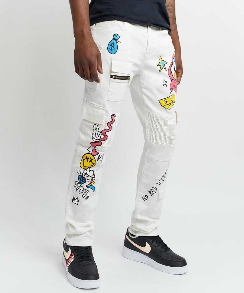 Money Bear Cargo Denim Jeans - White商品第7张图片规格展示