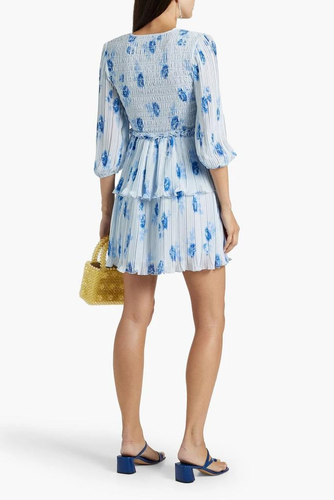 商品Ganni|Shirred floral-print crepe de chine mini dress,价格¥723,第3张图片详细描述