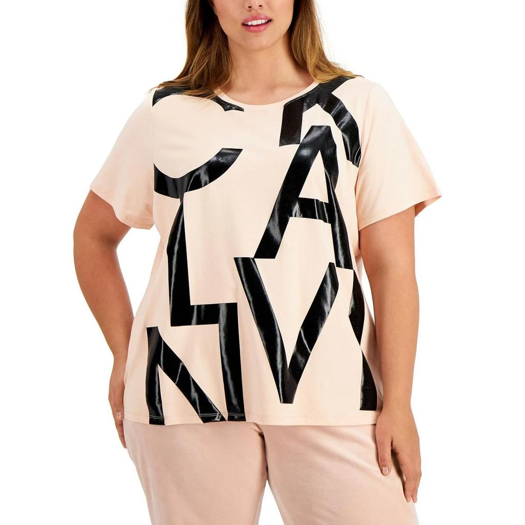 商品Calvin Klein|Calvin Klein Womens Plus     Cotton Blend Short Sleeve Graphic T-Shirt,价格¥138,第1张图片