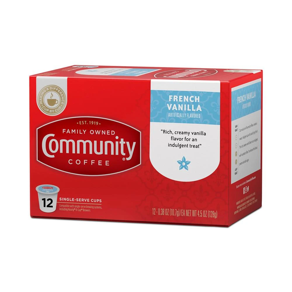 商品Community Coffee|French Vanilla Medium Roast Single Serve Pods, Keurig K-Cup Brewer Compatible, 72 Ct,价格¥560,第3张图片详细描述