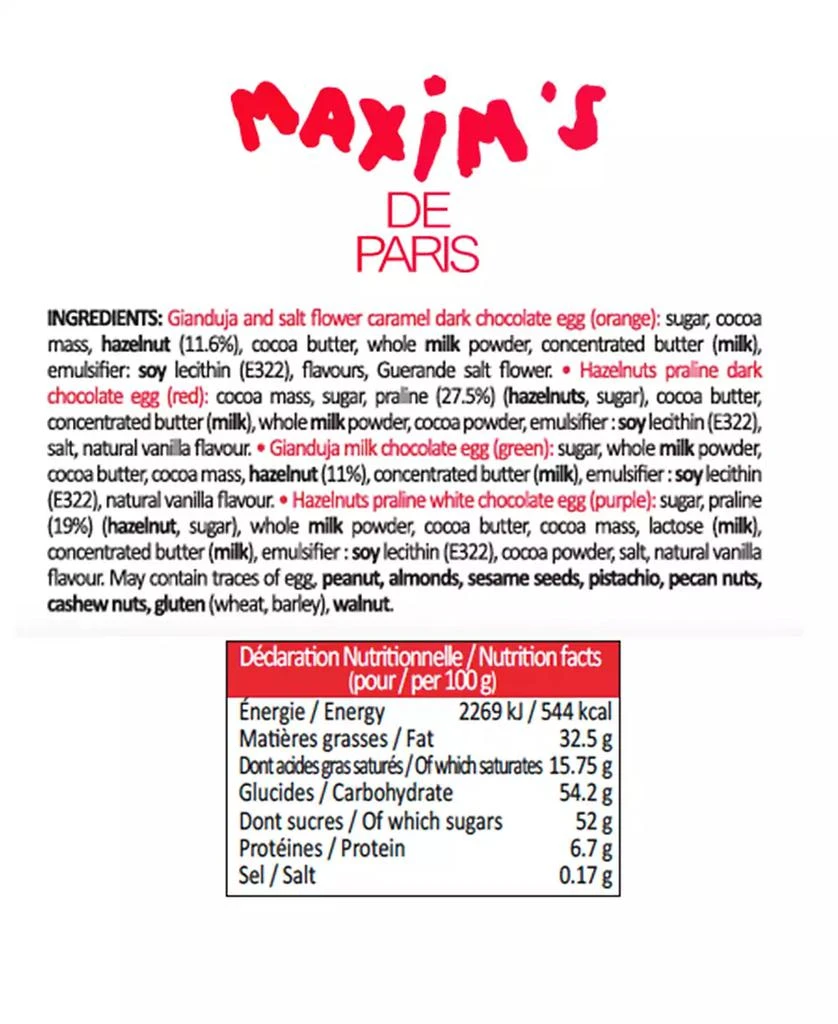 商品Maxim's De Paris|Maxim’s De Paris White Easter Egg Tin, Assortment Chocolate Eggs, 12 piece,价格¥218,第2张图片详细描述