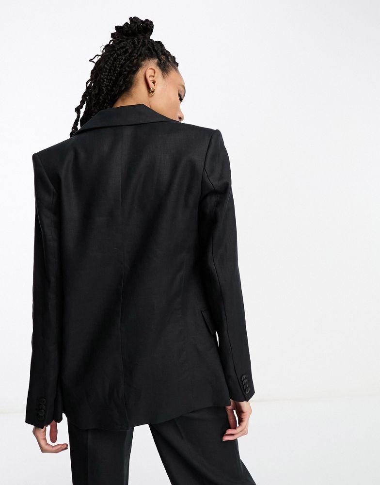 商品& Other Stories|& Other Stories linen blazer in black,价格¥610,第3张图片详细描述