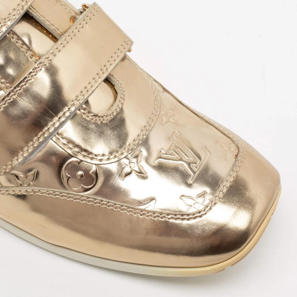 Louis Vuitton Metallic Gold Monogram Embossed Leather Velcro Strap Sneakers Size 40.5 商品