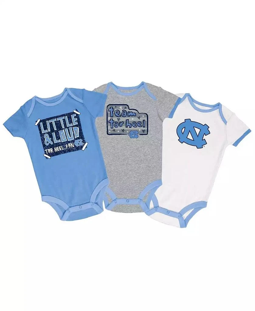 商品CHAMPION|Baby Boys and Girls Carolina Blue, Gray, White North Carolina Tar Heels 3-Pack Bodysuit Set,价格¥281,第1张图片