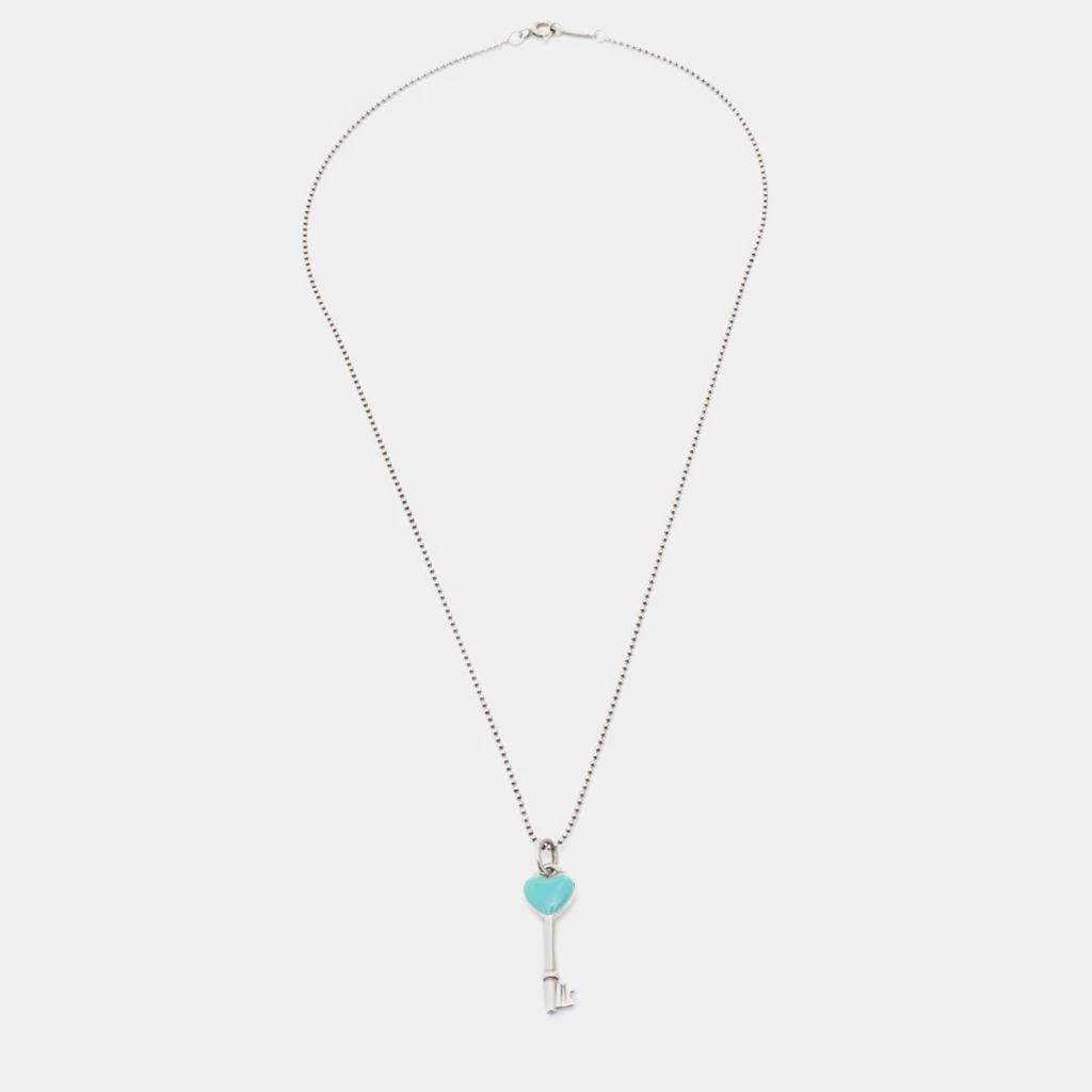 商品[二手商品] Tiffany & Co.|Tiffany & Co. Sterling Silver Blue Enamel Heart Key Pendant Necklace,价格¥2563,第2张图片详细描述