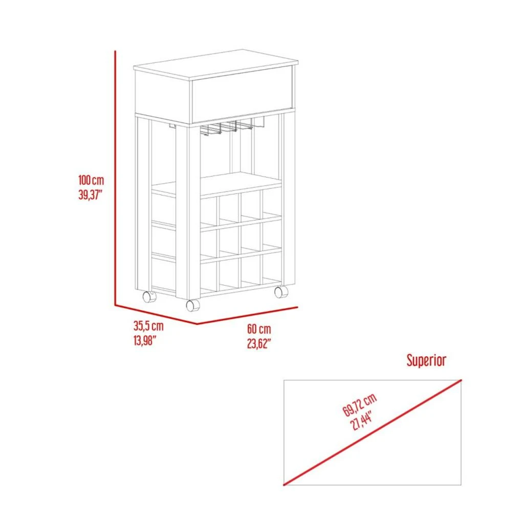 Ambler 1-Drawer 12-Bottle Wine Cabinet Black Wengue 商品