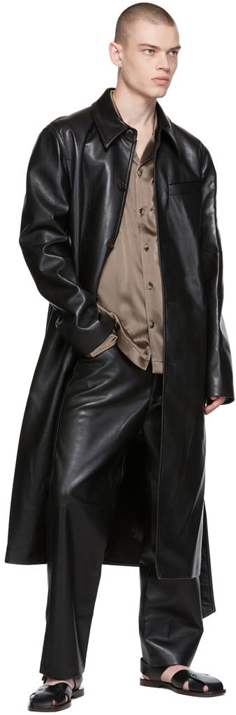 Black Kilan Leather Trench Coat商品第4张图片规格展示