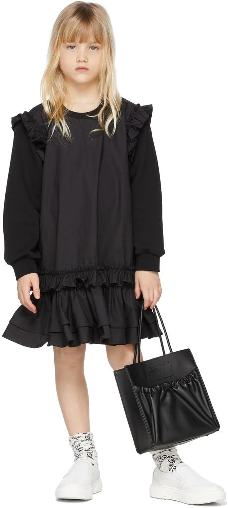 商品MAISON MARGIELA|Kids Black Ruffle Long Sleeve Dress,价格¥948,第1张图片