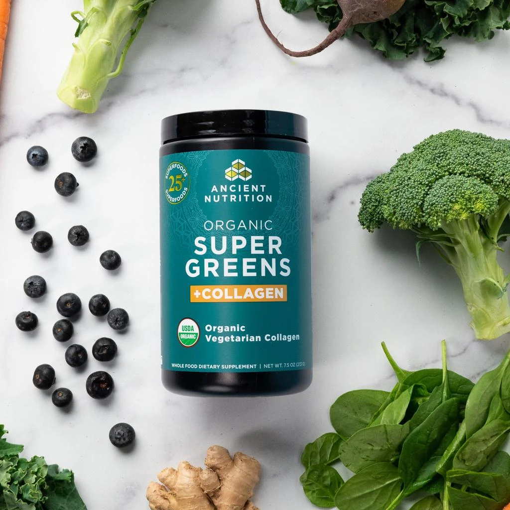 商品Ancient Nutrition|Organic SuperGreens + Collagen | Powder (25 Servings),价格¥455,第4张图片详细描述
