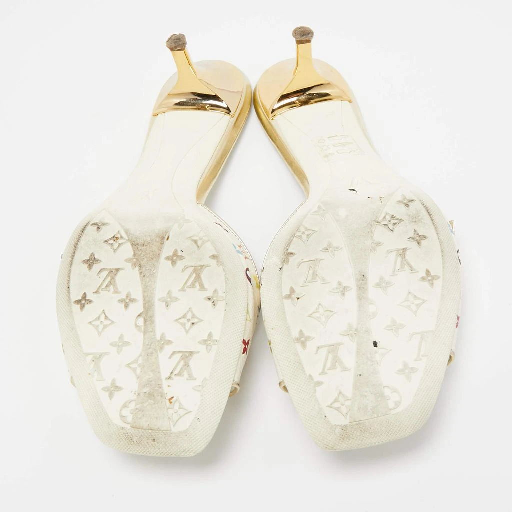 Louis Vuitton White Leather and Monogram Canvas Slide Sandals Size 37.5 商品