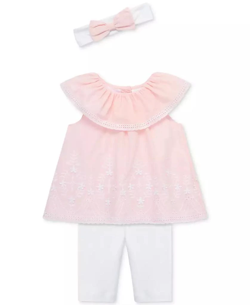 商品Little Me|Baby Girls 3-Pc. Eyelet Top, Leggings & Headband Set,价格¥155,第3张图片详细描述