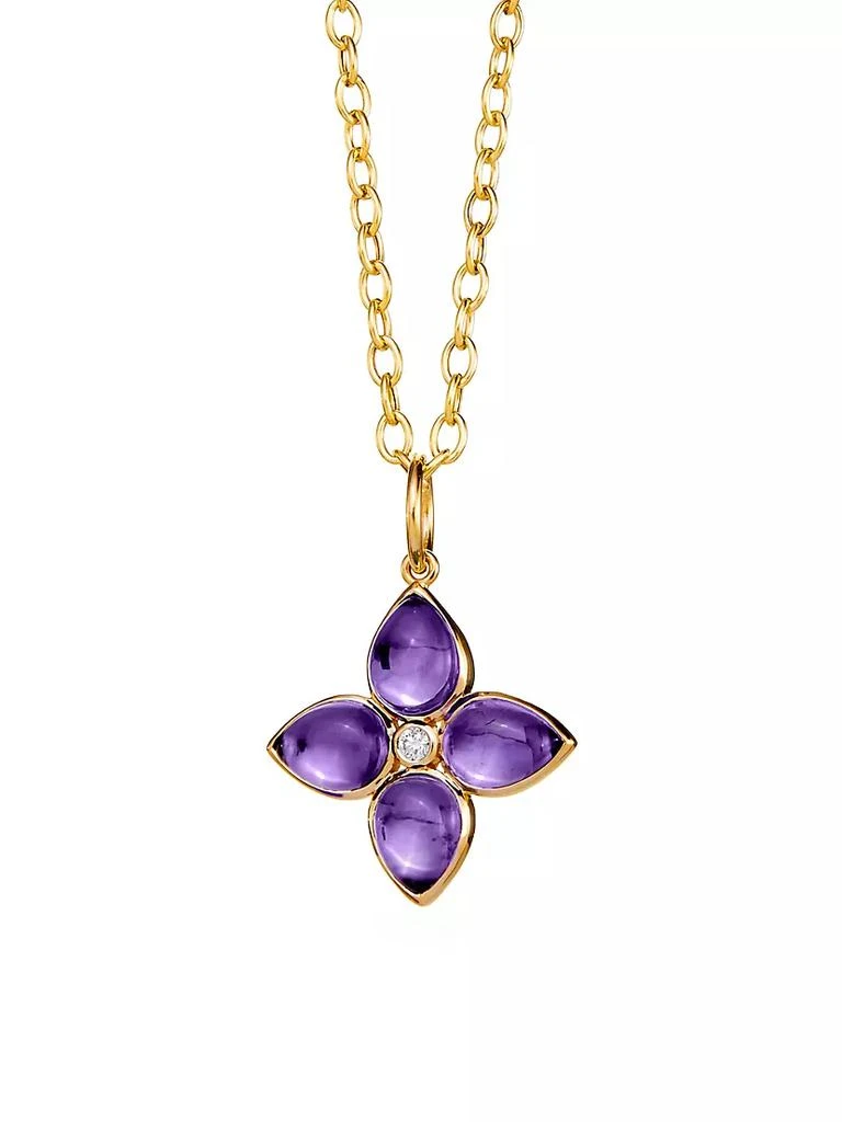 商品Syna|Jardin 18K Gold, Diamond & Amethyst Flower Pendant,价格¥13863,第1张图片