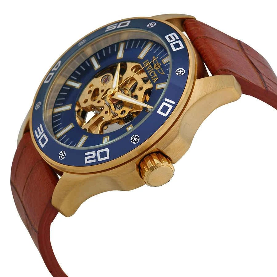 商品Invicta|Invicta Blue Skeletal Dial Brown Leather Mens Watch 17260,价格¥441,第2张图片详细描述