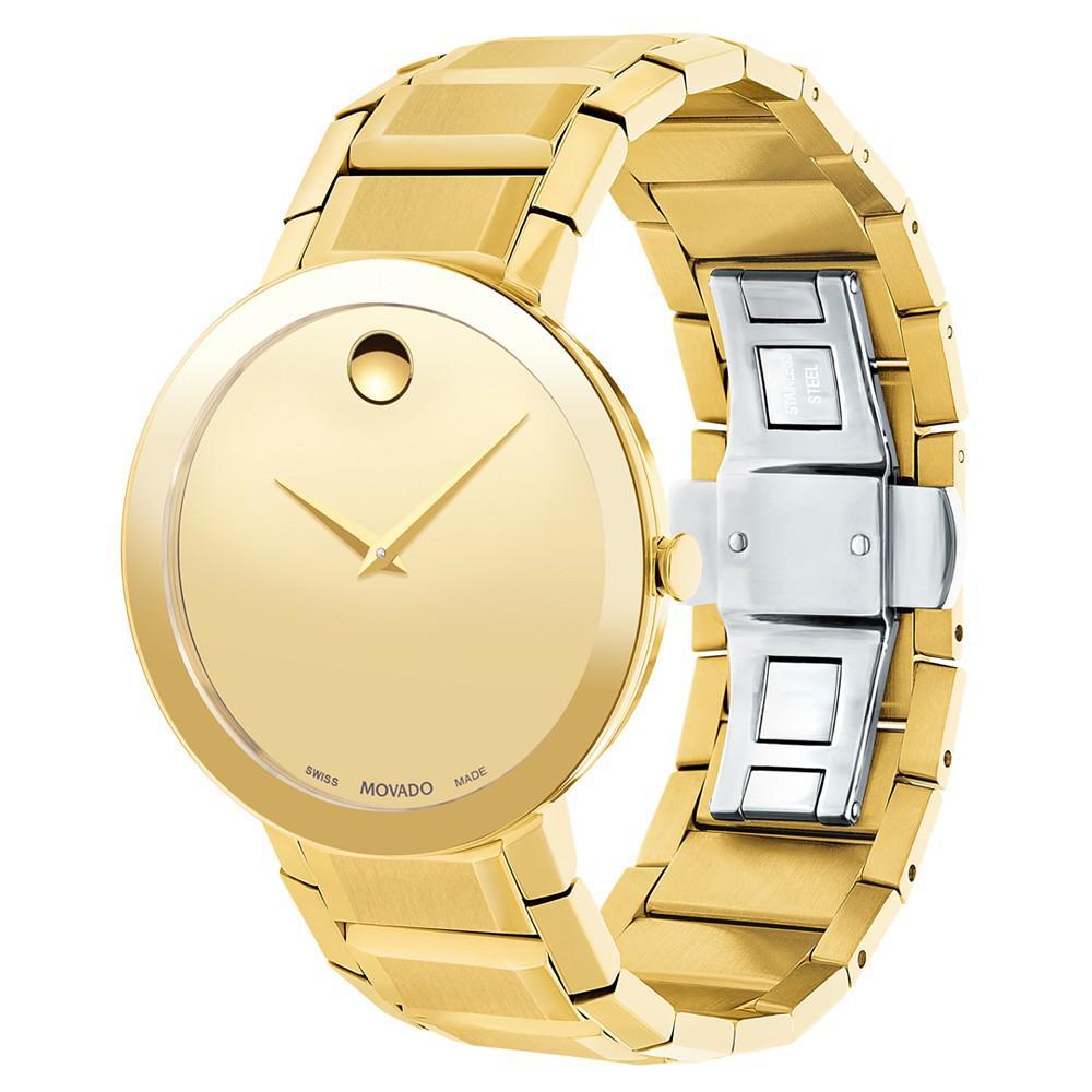 商品Movado|Men's Swiss Sapphire Gold-Tone PVD Stainless Steel Bracelet Watch 39mm,价格¥16416,第5张图片详细描述