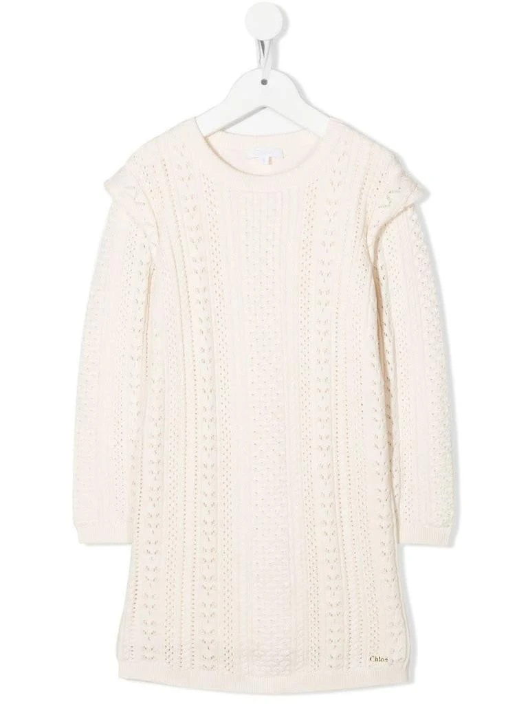 商品Chloé|Chloé Kids Ivory Knit Dress,价格¥1910,第1张图片