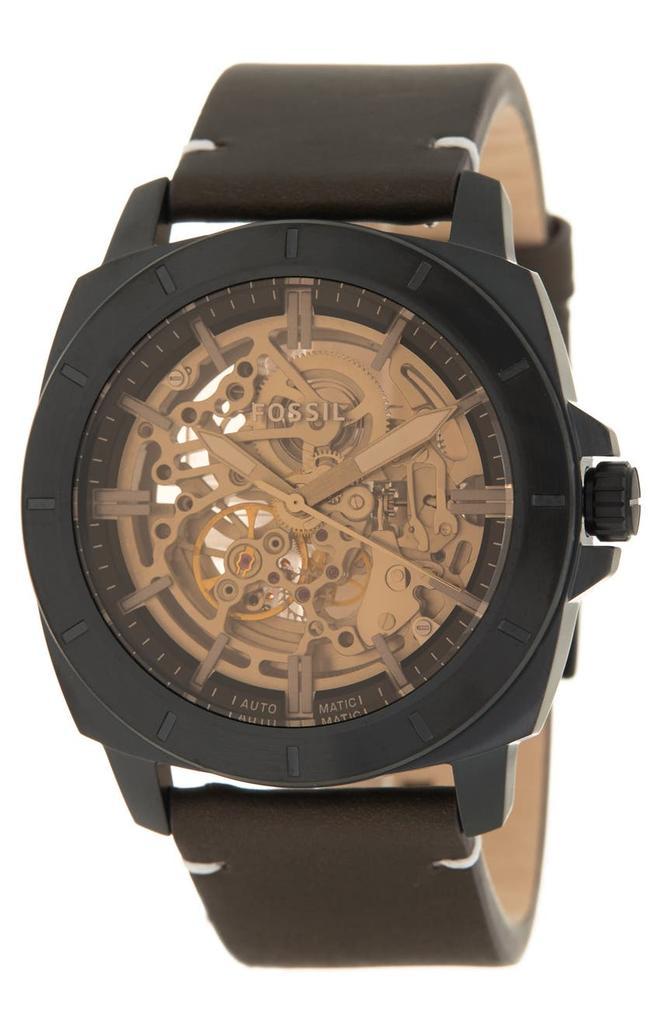 商品Fossil|Men's Privateer Sport Mechanical Brown Leather Watch, 45mm,价格¥917,第1张图片