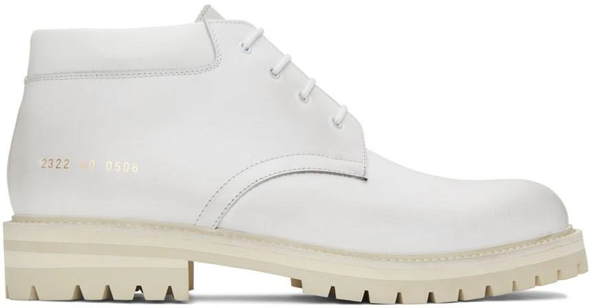 商品Common Projects|White Combat Derby Lace-Up Boots,价格¥2764,第1张图片