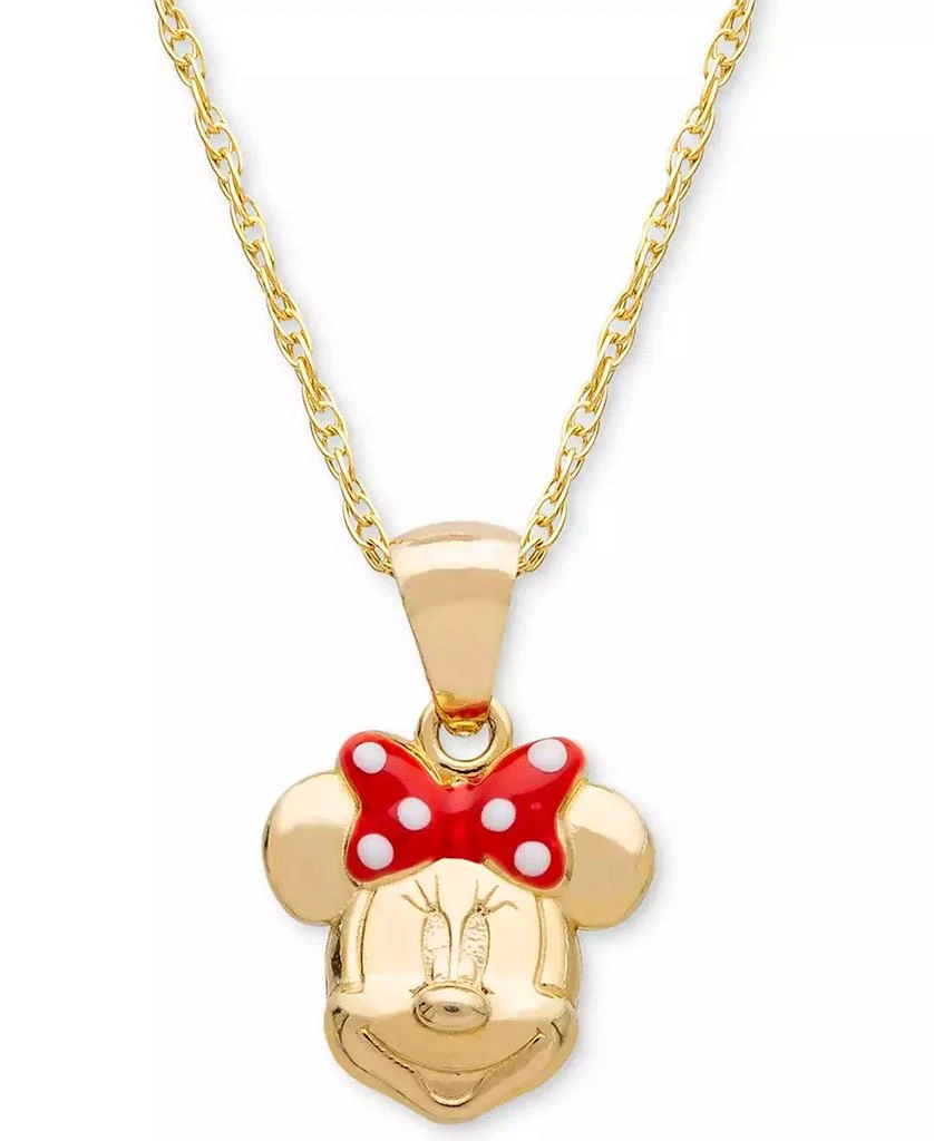 商品Disney|Children's Minnie Mouse 15" Pendant Necklace with Enamel Bow in 14k Gold,价格¥4628,第1张图片