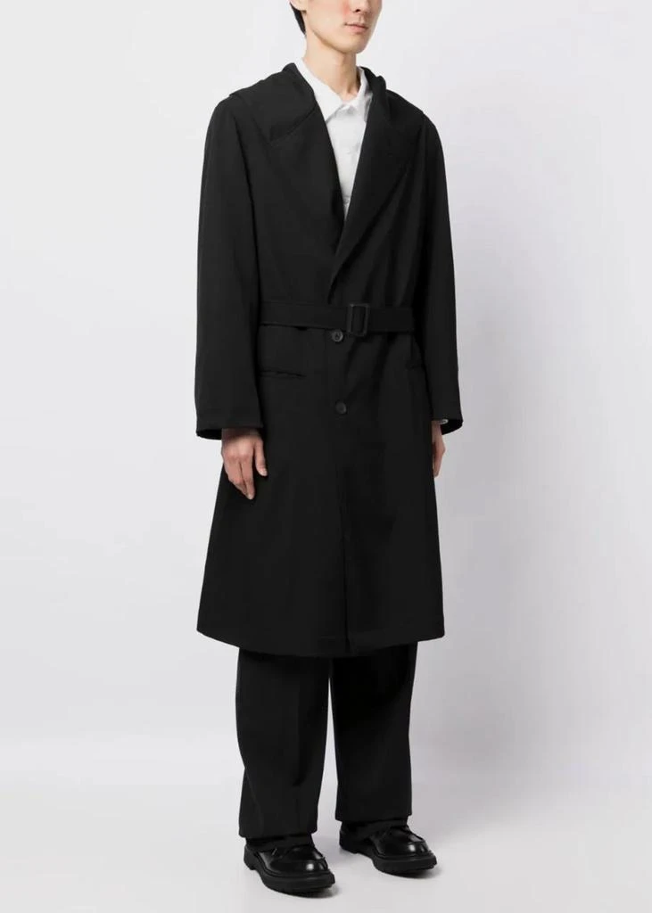 商品YOHJI YAMAMOTO|YOHJI YAMAMOTO Black Hooded Trench Coat,价格¥9263,第3张图片详细描述
