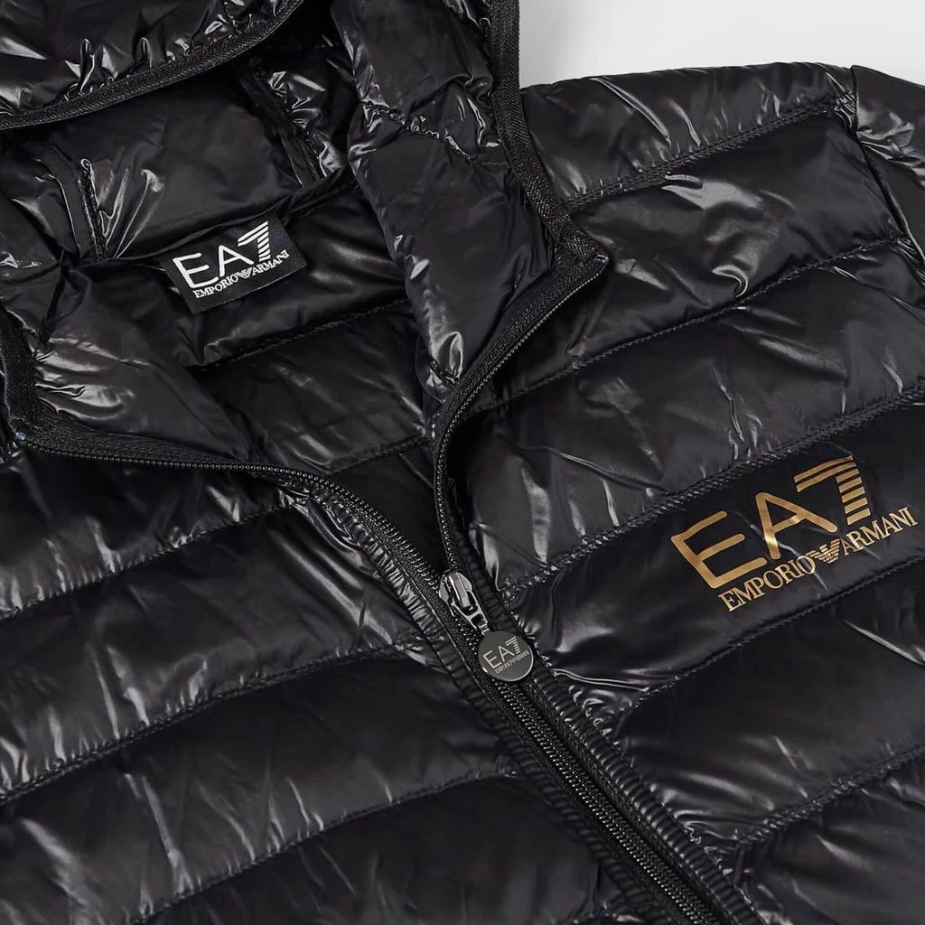 商品Emporio Armani|EA7 Men's Gold Logo Full Zip Puffer Jacket - Black,价格¥969,第4张图片详细描述