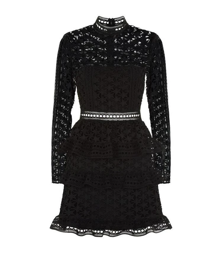 商品Self Portrait|Star Lace Long Sleeve Mini Dress,价格¥1415,第1张图片