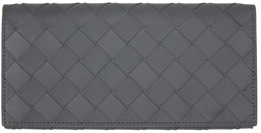 商品Bottega Veneta|Grey Intrecciato Long Wallet,价格¥7195,第2张图片详细描述