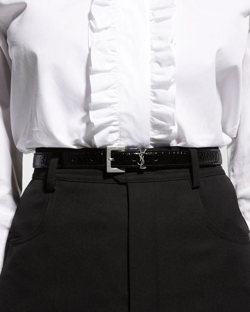 商品Yves Saint Laurent|YSL Moc-Croc Skinny Belt,价格¥4453,第2张图片详细描述