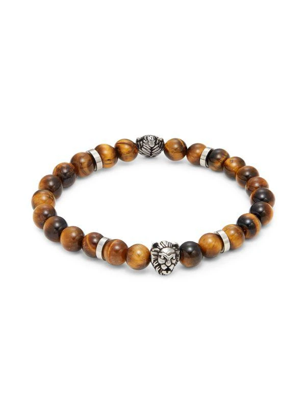 商品Saks Fifth Avenue|Sterling Silver & Tiger's Eye Beaded Bracelet,价格¥301,第1张图片