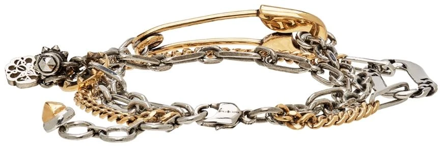 商品Alexander McQueen|Silver & Gold Safety Pin Bracelet,价格¥2370,第4张图片详细描述