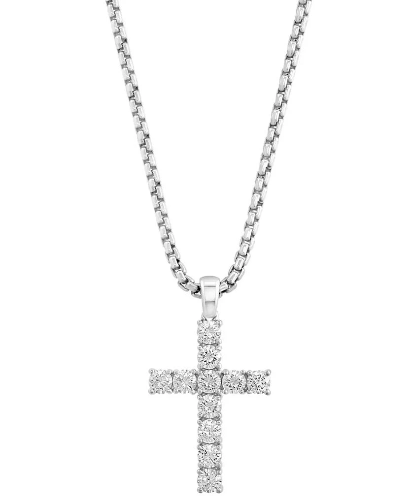 商品Effy|EFFY® Men's Zircon Cross 22" Pendant Necklace in Sterling Silver,价格¥2544,第1张图片