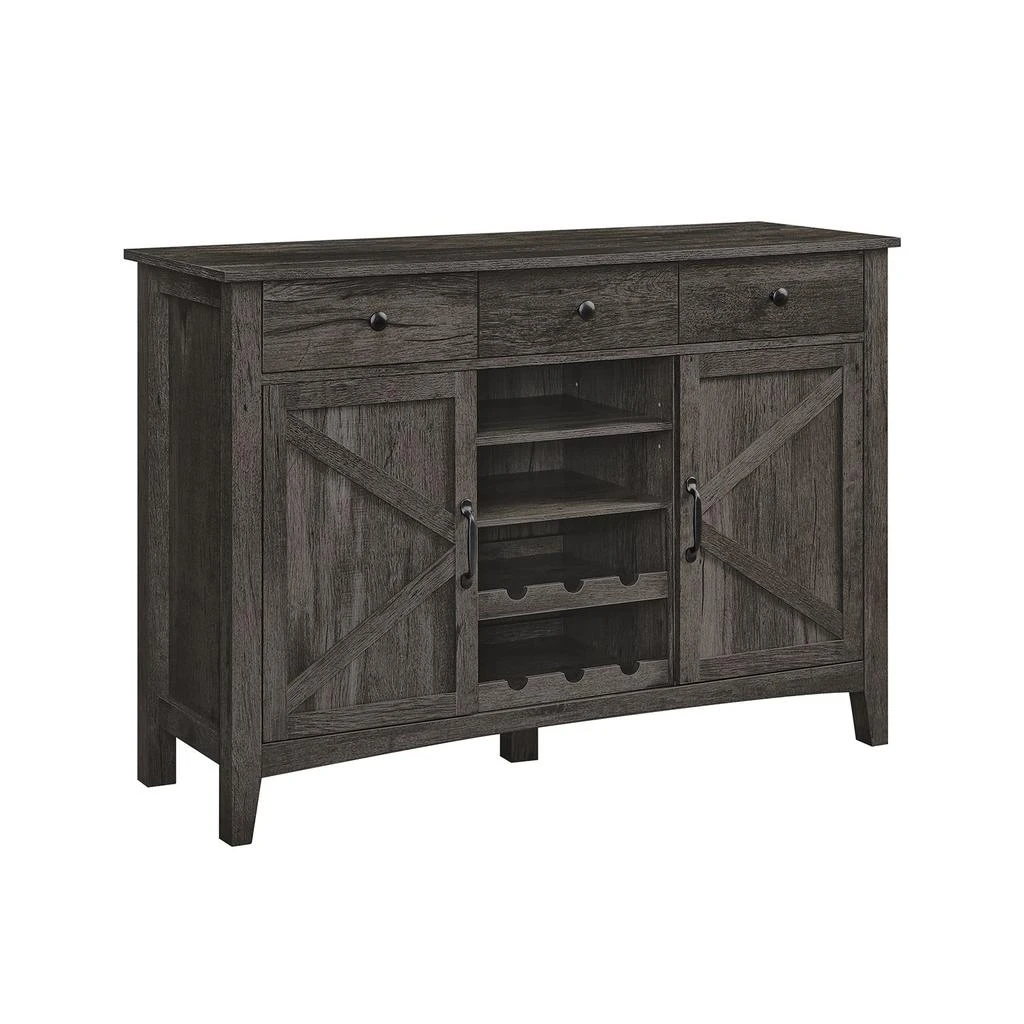 商品BreeBe|Farmhouse Buffet Cabinet with Wine Rack Stone Gray,价格¥1499,第1张图片