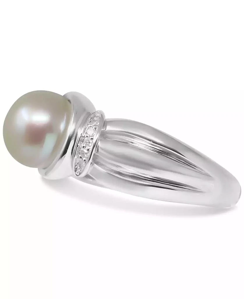 商品Macy's|Cultured Freshwater Pearl (9-1/2mm) & Diamond (1/20 ct. t.w.) Ring in Sterling Silver,价格¥861,第4张图片详细描述