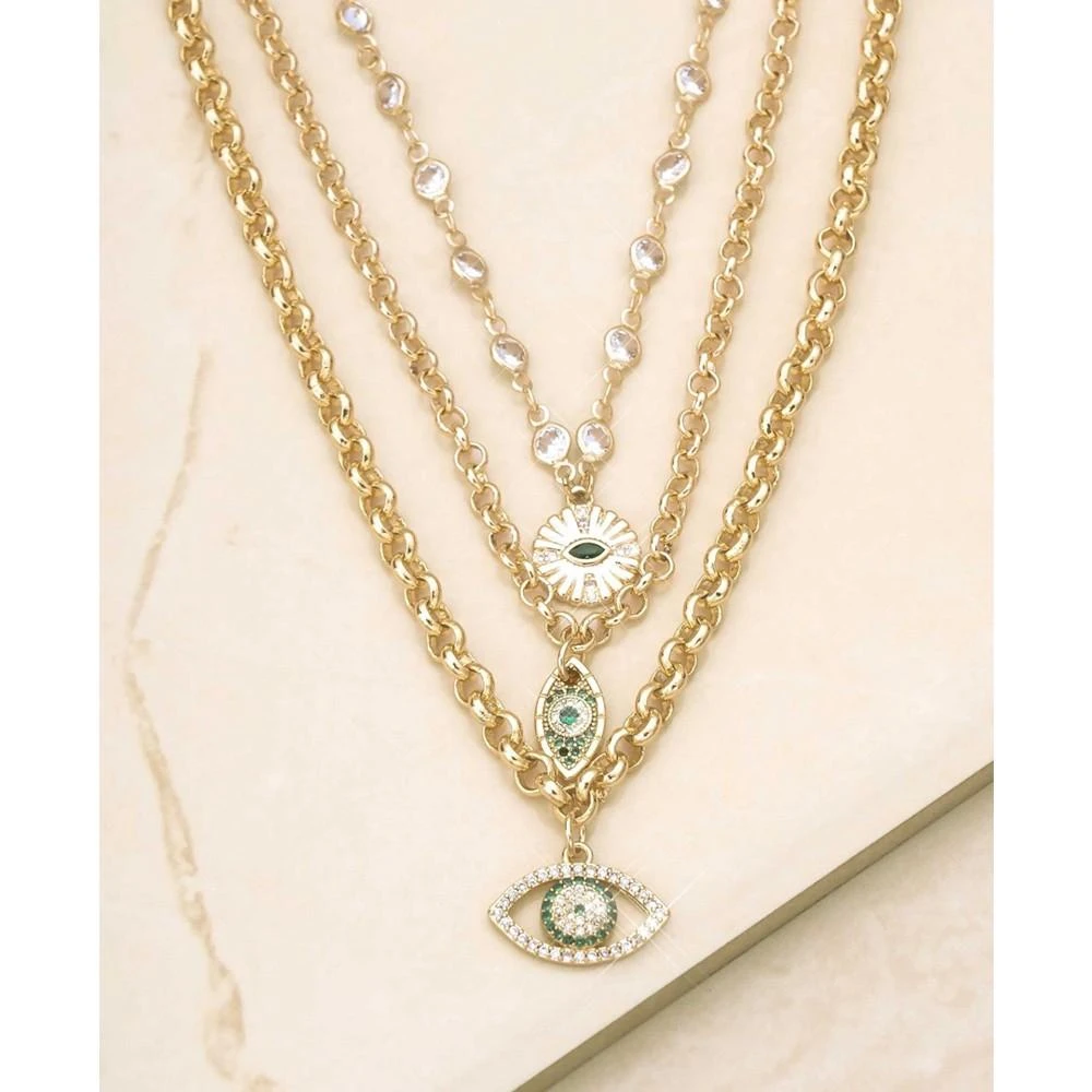 商品Ettika Jewelry|18k Gold-Plated 3-Pc. Set Cubic Zirconia Evil Eye Pendant Necklaces,价格¥708,第3张图片详细描述